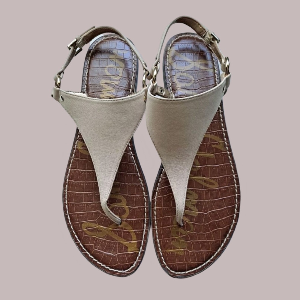 Sam Edelman Greta Thong Sandals Gray Leather 6.5